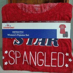 Patriotic Women's Pajama Short Set 4th July SMALL 4-6